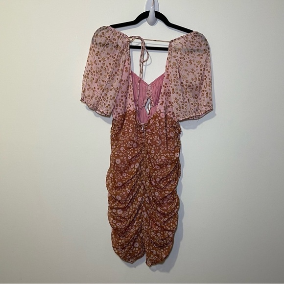 Free People women’s primrose floral Tessa Ruched Mini Dress in size M - Picture 6 of 10